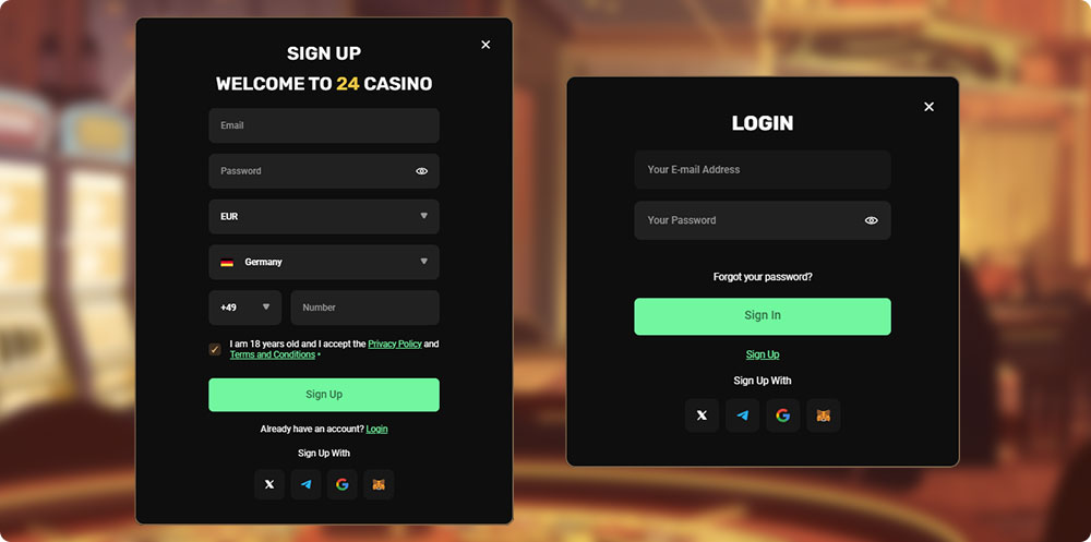 24Casino Login and Registration